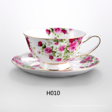 Flor de diseño personalizado de porcelana té tazas y platillos